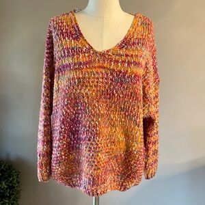 ON THE ROAD OVERSIZED KNIT Chunky SWEATER. VERY SOFT. V NECK SIZE S/M fits L